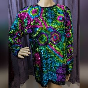 Sequin Vintage Long Sleeve Top